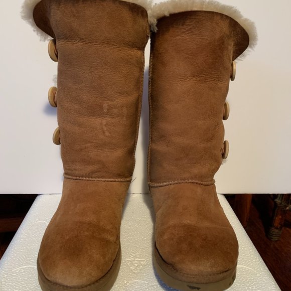 UGG Bailey Button Triplet II Tall Shearling-lined Boots Chestnut Size 7 - Picture 5 of 9